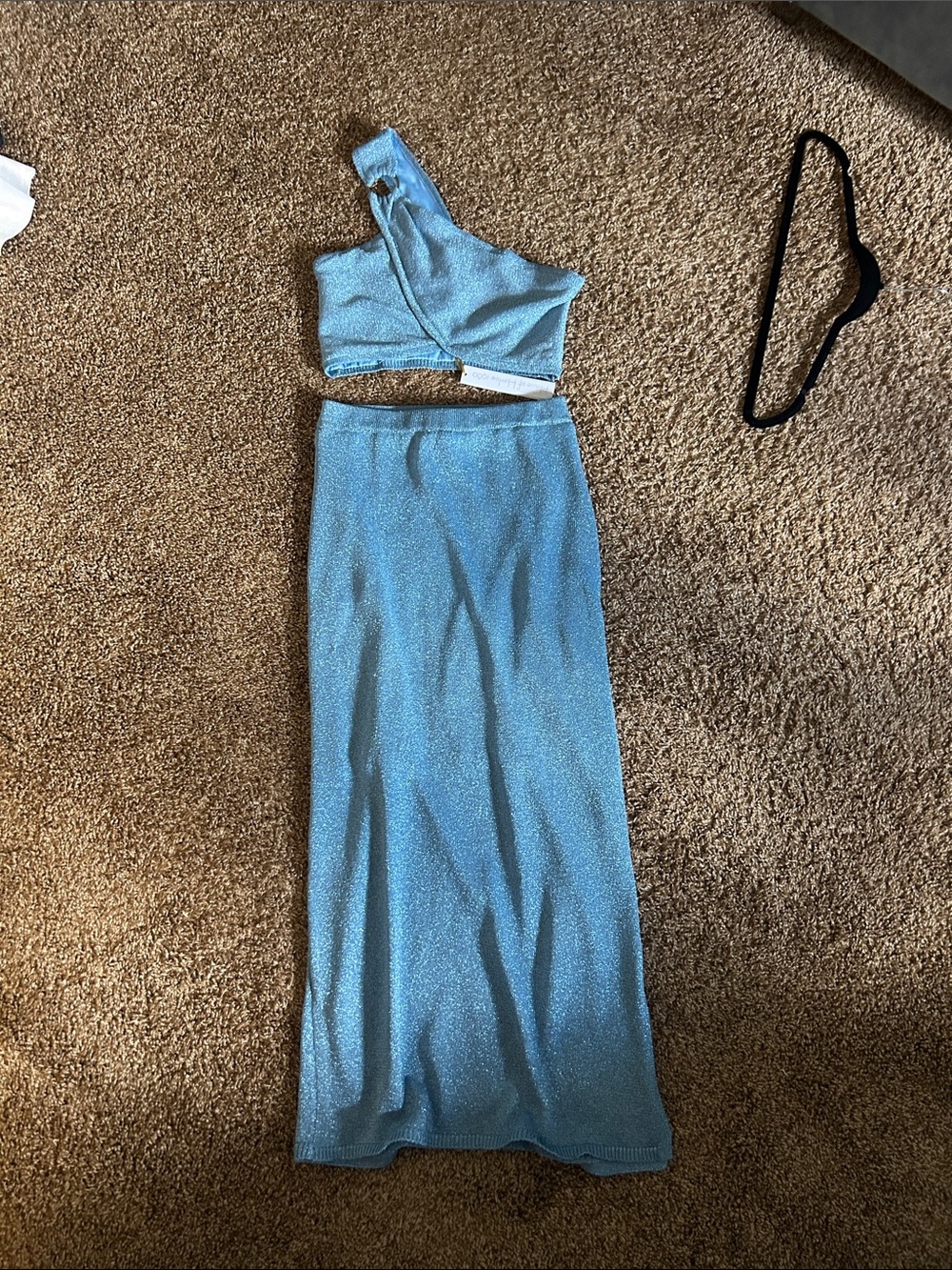 House of Harlow 1960 Light Blue One-Shoulder Skirt Set